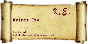 Kaincz Eta névjegykártya